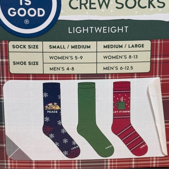 NEW Life is Good 3 Pack of Holiday Crew Socks Unisex Comfy Puppy Fun - Picture 6 of 6